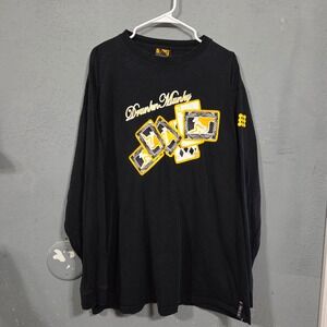 Drunkn Munky Long Sleeve Shirt Black Card Graphic Print Men's XX Large